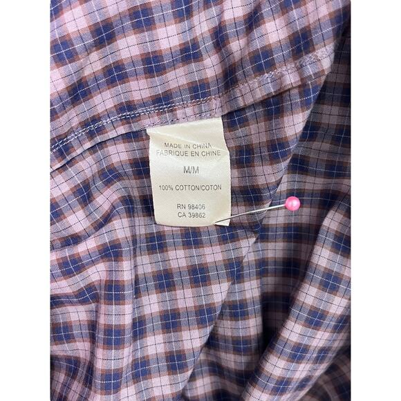 Theory Shirt Mens Medium Purple Plaid Button Up Zack Preppy Classic Casual - Picture 7 of 13